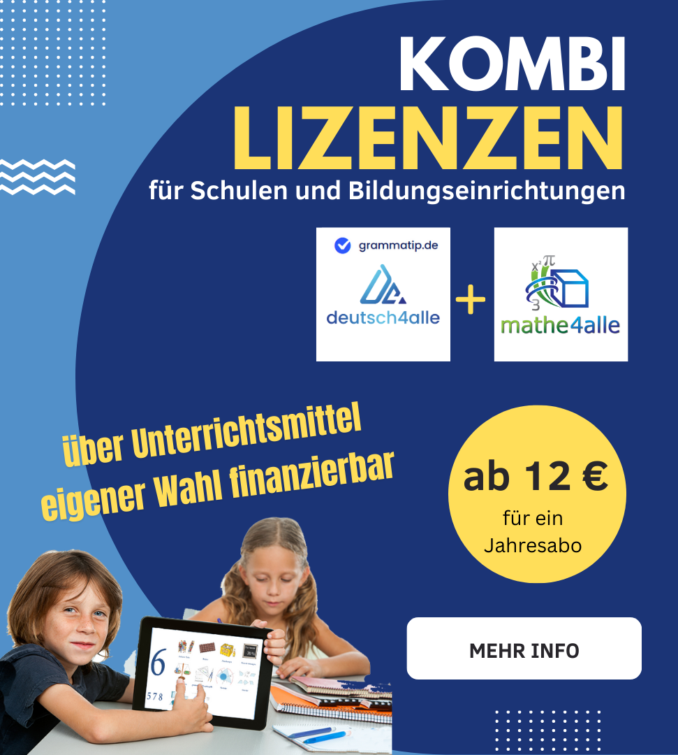 Schullizenzen über Unterrichtsmittel eigener Wahl - Kombi mathe4alle und deutsch4alle